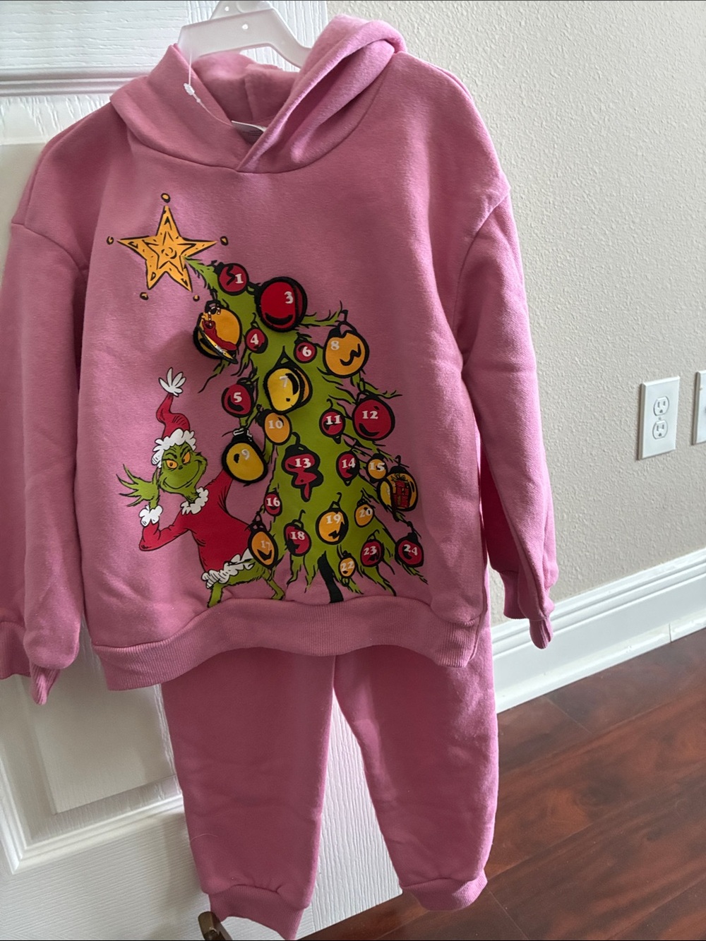 Kids Pink Grinch Holiday Hoodie & Joggers Set The Grinch